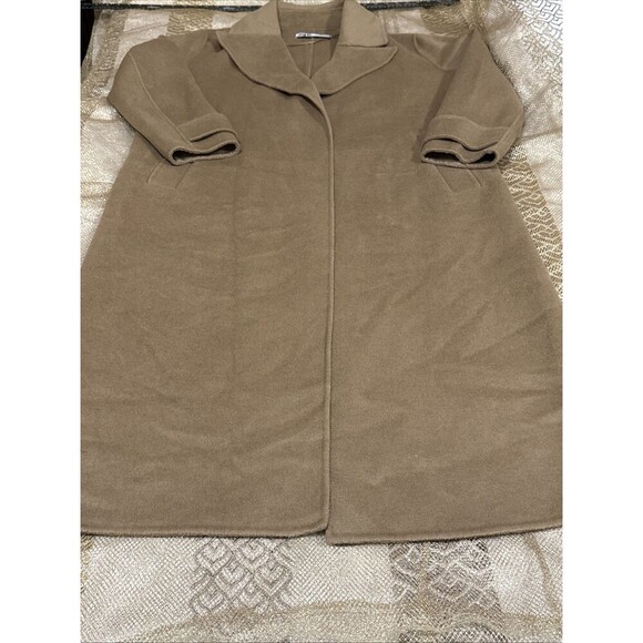 (T6) NWT! Zara WRAP Pea COAT Womens Size S, Brown Wool Blend No Bel - Picture 9 of 15